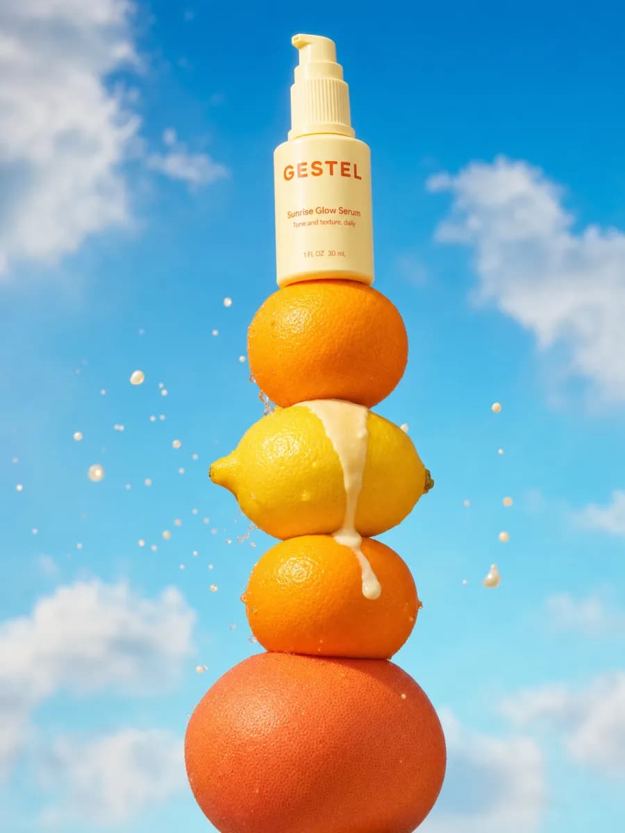 Citrus stack against a bright sky