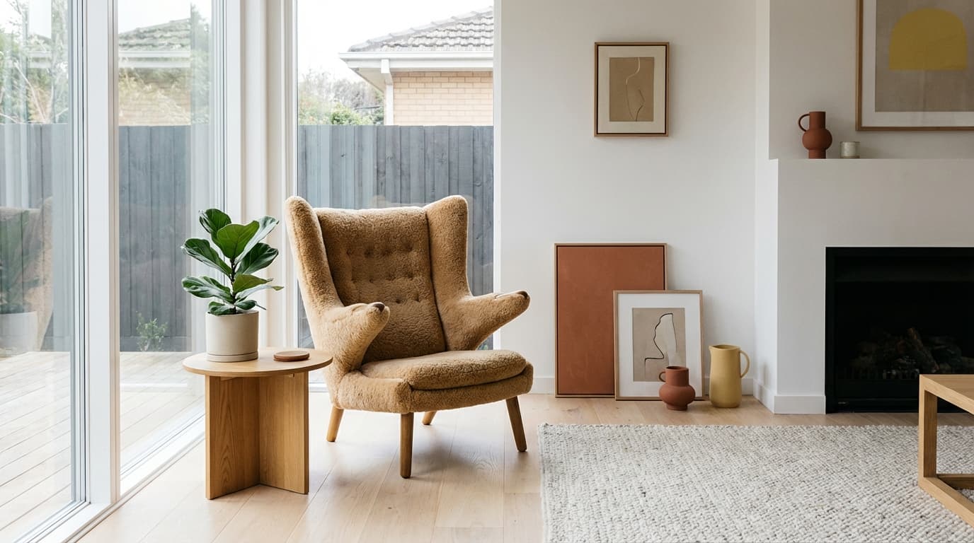 AI-generated room scene with furniture styled in a modern living room