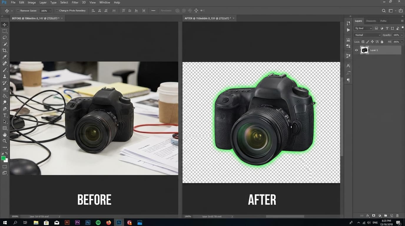 Before and after background removal demonstration