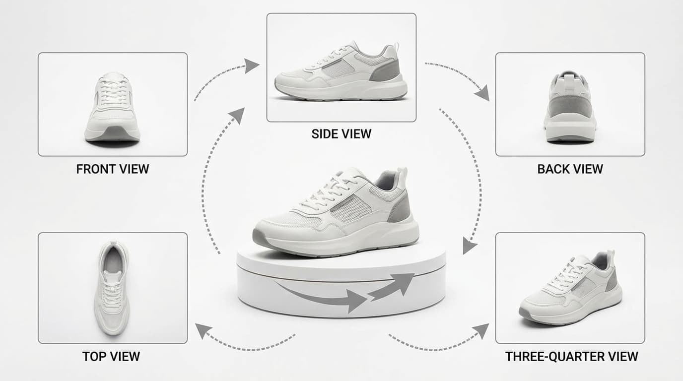 Single product photo generating multiple viewing angles
